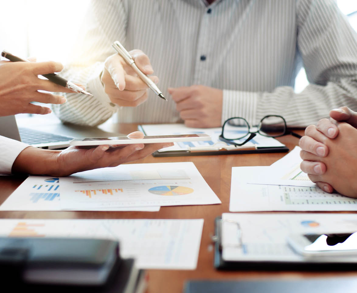 business executives consulting negotiation meeting in office.