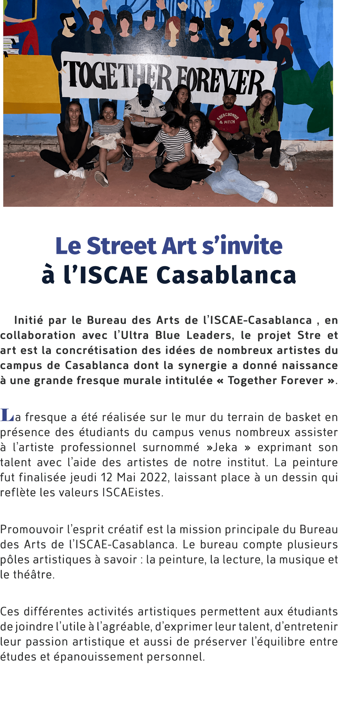 ￼ Le Street Art s’invite  l’ISCAE Casablanca Initi  par le Bureau des Arts de l’ISCAE Casablanca , en collaboration ...