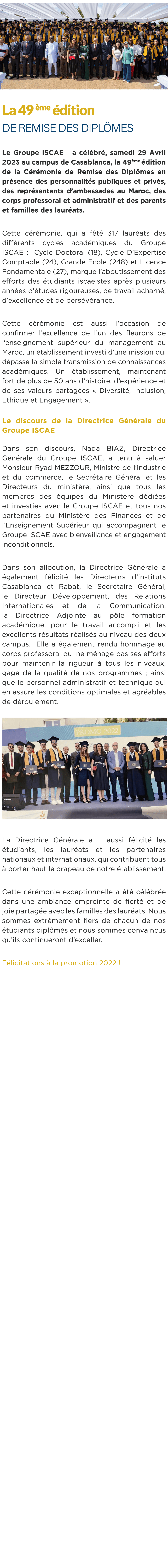  ￼ La 49 me  dition de Remise des Dipl mes Le Groupe ISCAE a c l br , samedi 29 Avril 2023 au campus de Casablanca, ...