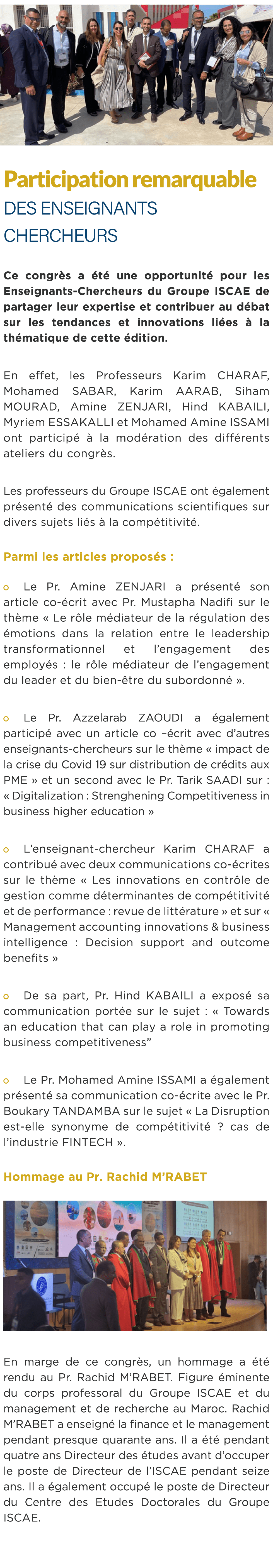 ￼ Participation remarquable des Enseignants Chercheurs Ce congr s a t  une opportunit  pour les Enseignants Cherche...