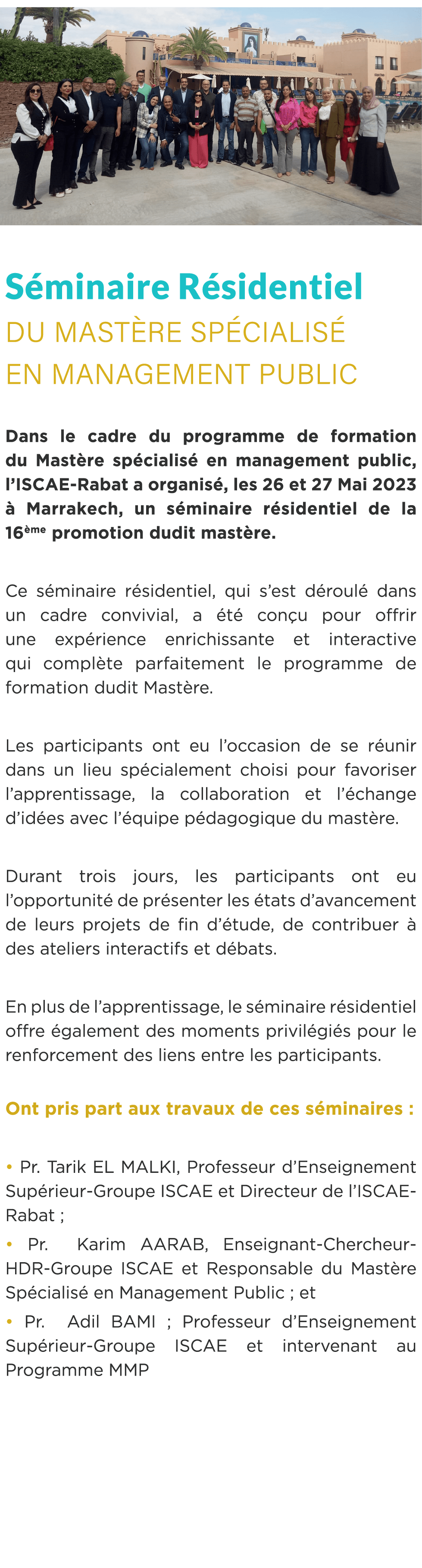  ￼ S minaire R sidentiel Du Mast re Sp cialis en Management Public Dans le cadre du programme de formation du Mast r...