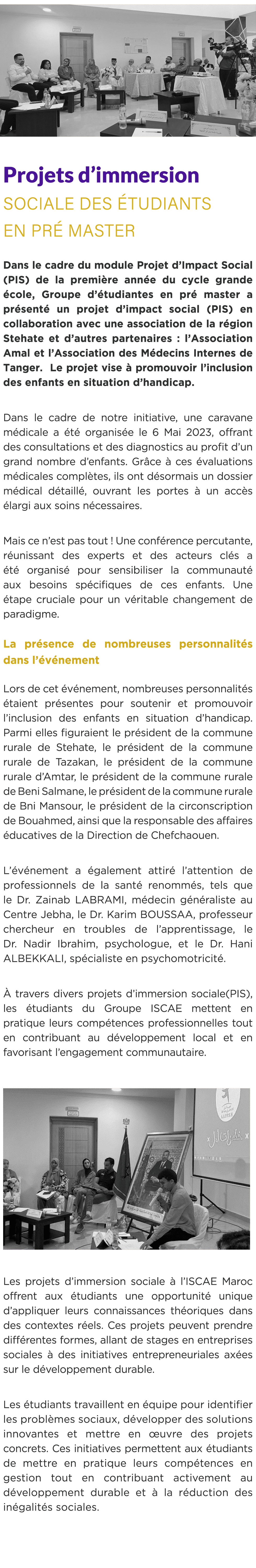  ￼ Projets d’immersion sociale des tudiants en Pr  Master Dans le cadre du module Projet d’Impact Social (PIS) de la...