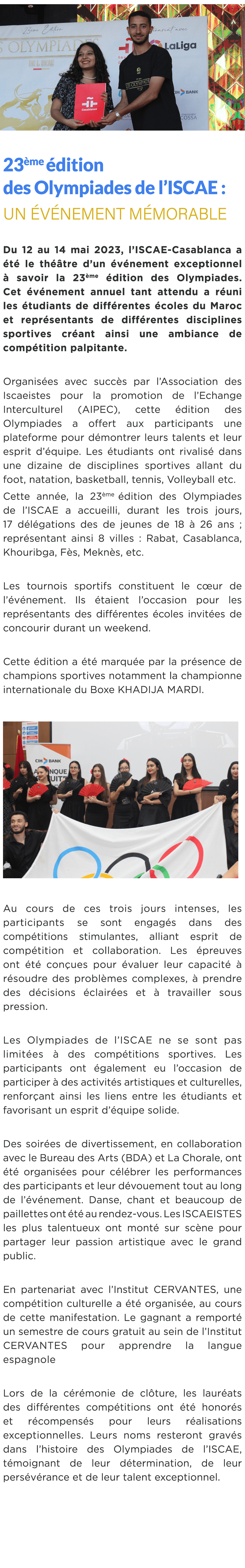  ￼ 23 me dition des Olympiades de l’ISCAE : Un  v nement m morable Du 12 au 14 mai 2023, l’ISCAE Casablanca a  t  le...