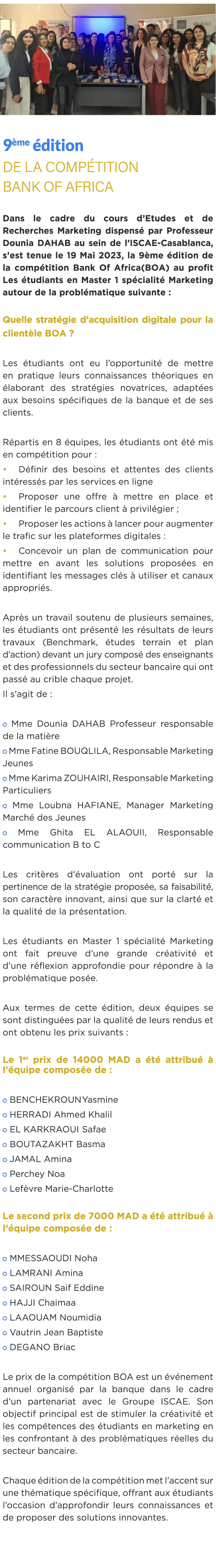  ￼ 9 me dition de la comp tition Bank Of Africa Dans le cadre du cours d’Etudes et de Recherches Marketing dispens  ...