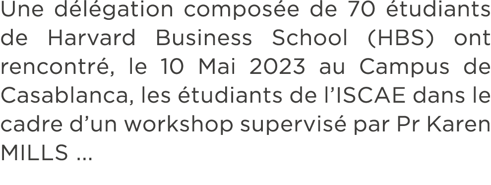 Une d l gation compos e de 70 tudiants de Harvard Business School (HBS) ont rencontr , le 10 Mai 2023 au Campus de C...