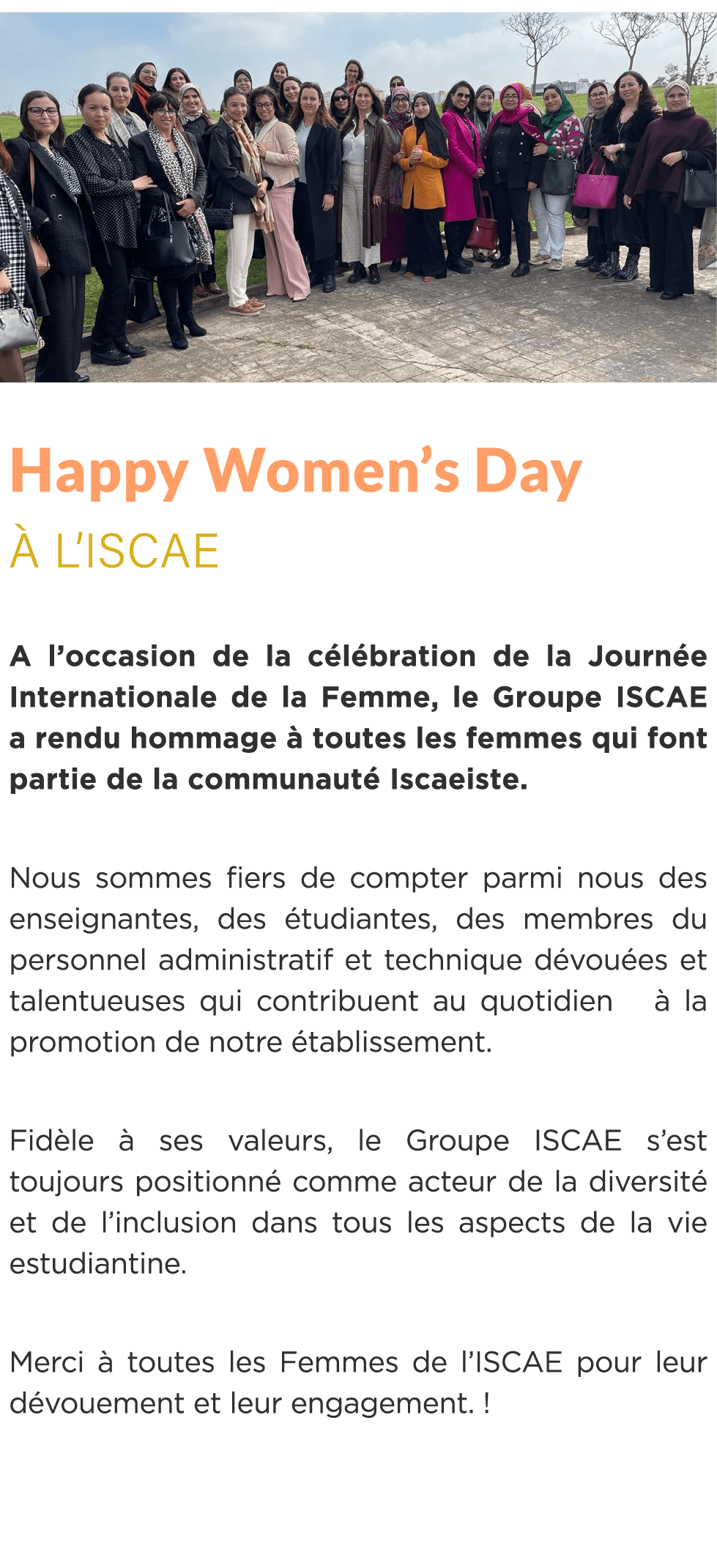  ￼ Happy Women’s Day  l’ISCAE A l’occasion de la c l bration de la Journ e Internationale de la Femme, le Groupe ISC...