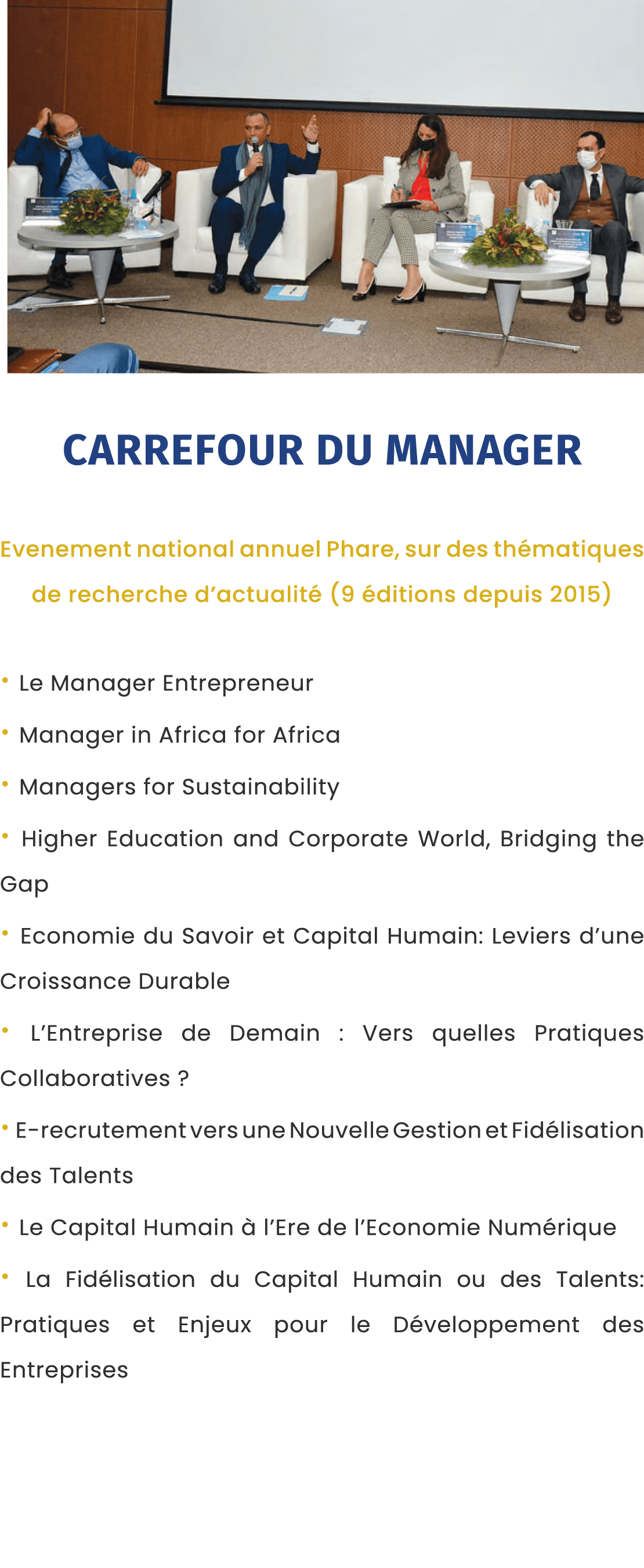  ￼ Carrefour du Manager Evenement national annuel Phare, sur des th matiques de recherche d’actualit (9  ditions dep...